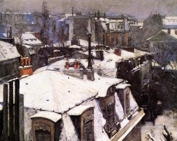  Caillebotte Lienzo - Tejados bajo la nieve Gustave Caillebotte